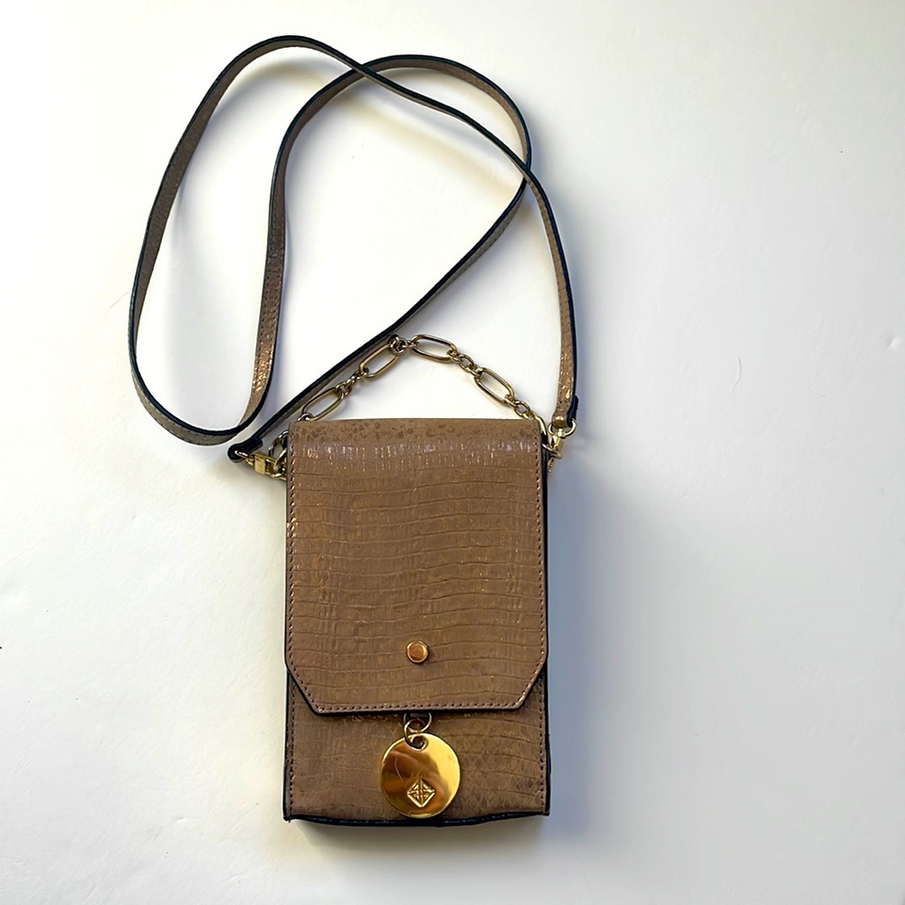 Antonio Melani metallic faux snake skin cross body bag purse removable strap